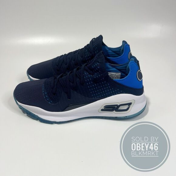 Under Armour Curry 4 Low Deep Navy Blue/White Sample 3021707-406 Size 9.5